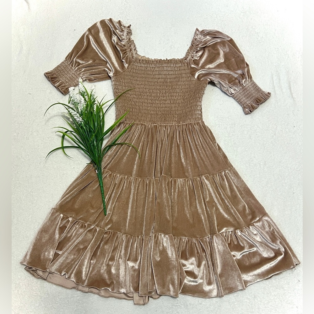 Baltic Born Vivaldi Smocked Velvet Mini Dress - Small